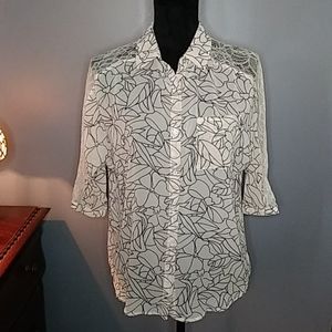 Forever 21 Sheer Floral Blouse Lace Inserts Small